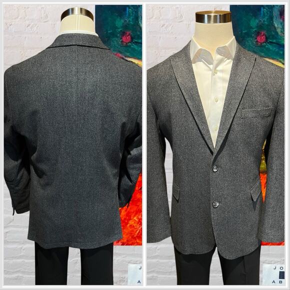 Joseph Abboud XL 44R Mens Blue Gray Herringbone Tweed Blazer Sport Coat Jacket - Picture 6 of 14